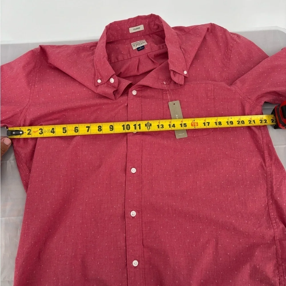 J Crew Pink Mini Pattern Button Front Shirt Mens‎ L